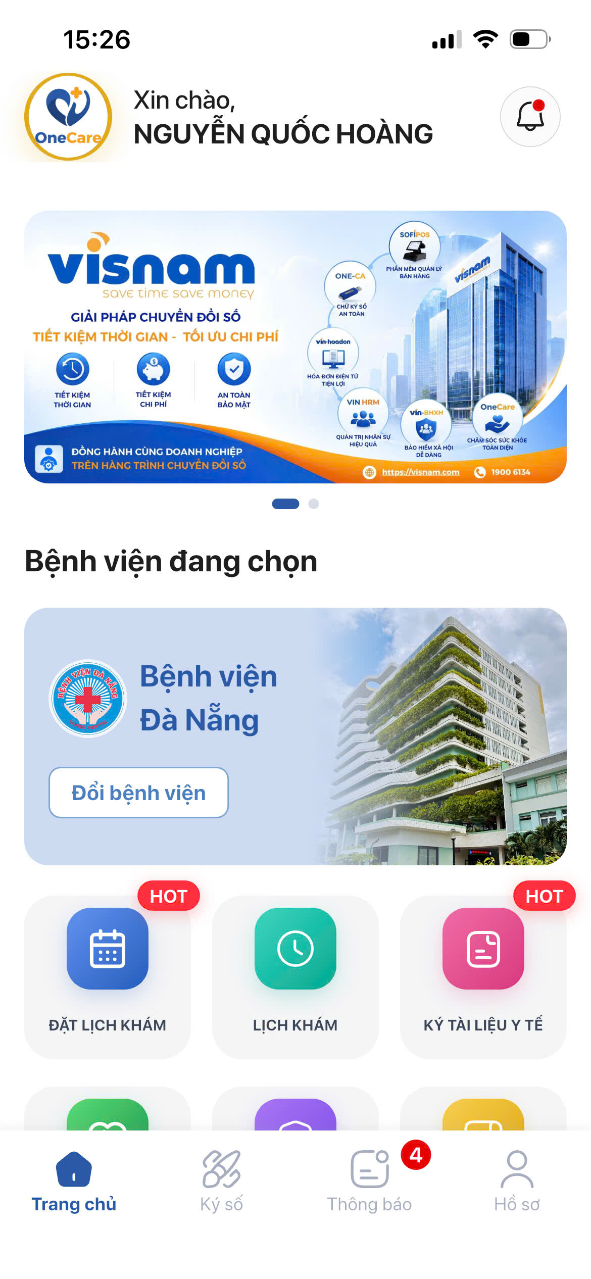 Trang chủ ứng dụng OneCare